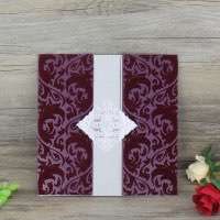 Flocking Invitation Card Greeting Invitation Customized Wedding Invitation Made in China